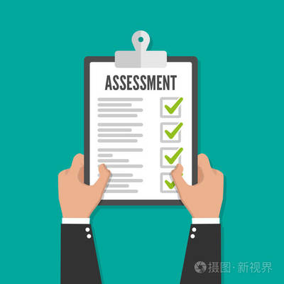 持有剪貼板檢查表評估平面圖標(biāo)